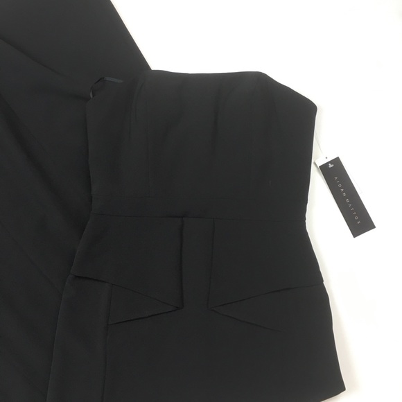 Aidan Mattox strapless gown black peplum column - Picture 4 of 8